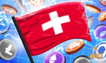 swiss flag with crypto behind it