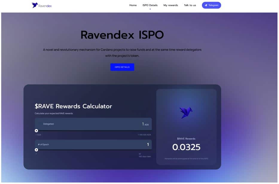 Cardano Dex Ravendex lanza su ISPO antes de su lanzamiento de Testnet |  GERENTE DE BTCM